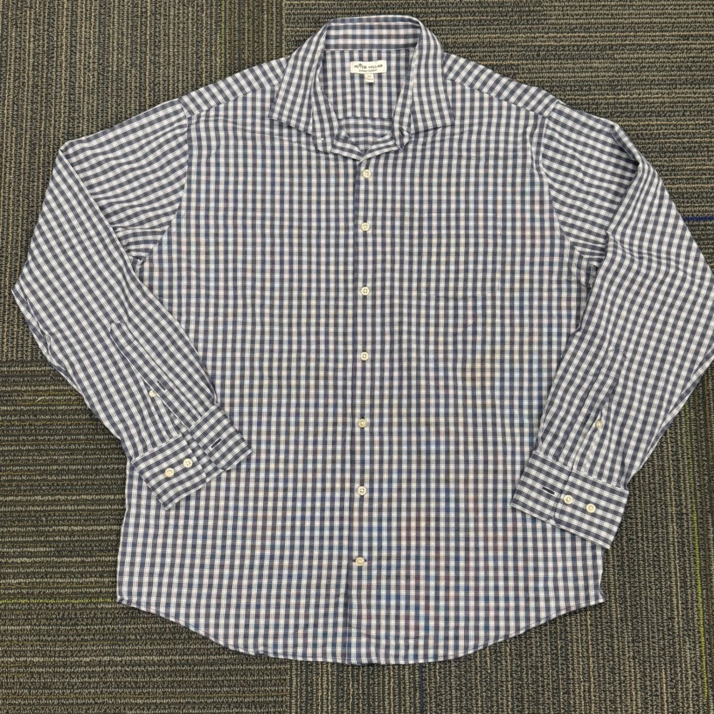 Peter Millar Summer Comfort XL Long Sleeve Button Down Shirt Gingham Check - Picture 2 of 9